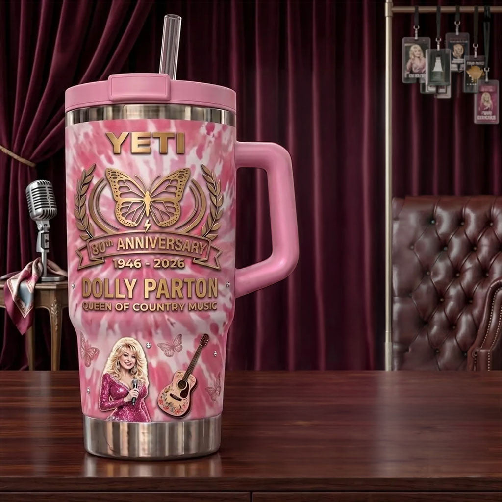 Dolly Parton 80th Anniversary Pink Tie-Dye Tumbler Queen Of Country Music Dolly Parton Merch - Merchluma