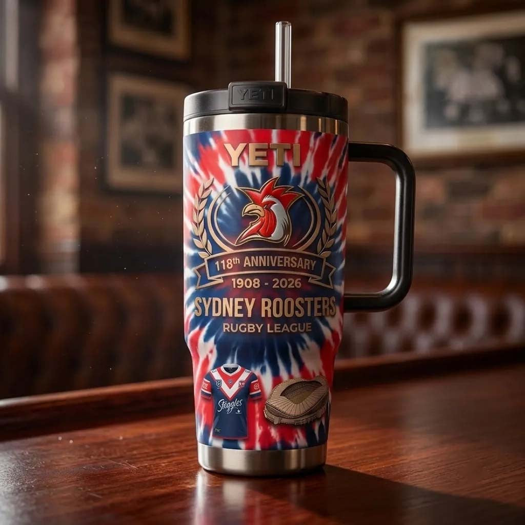 Sydney Roosters 118th Anniversary YETI Tumbler Sydney Roosters Merch Gift For Rugby Fans - Merchluma