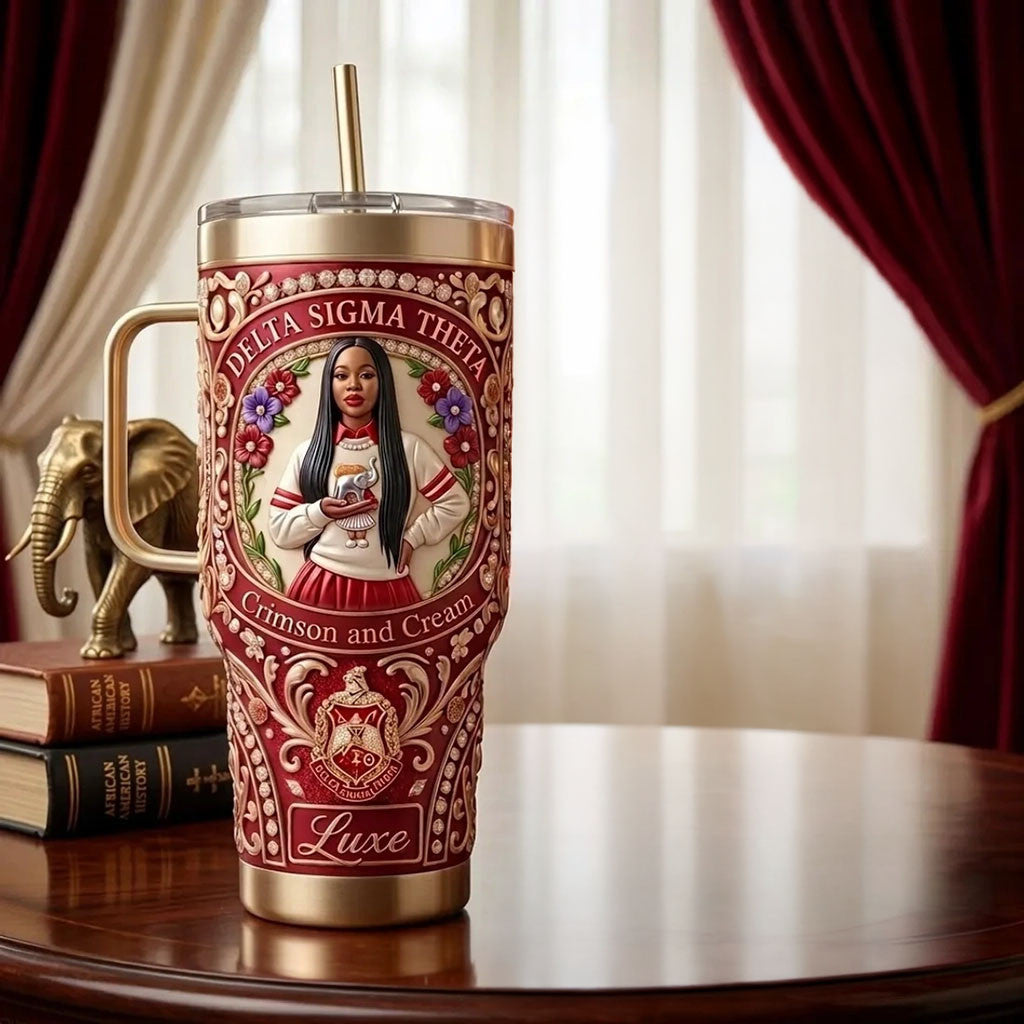 Personalized Delta Sigma Theta Crimson And Cream Stanley Tumbler Gift Ideas For Sisters - Merchluma