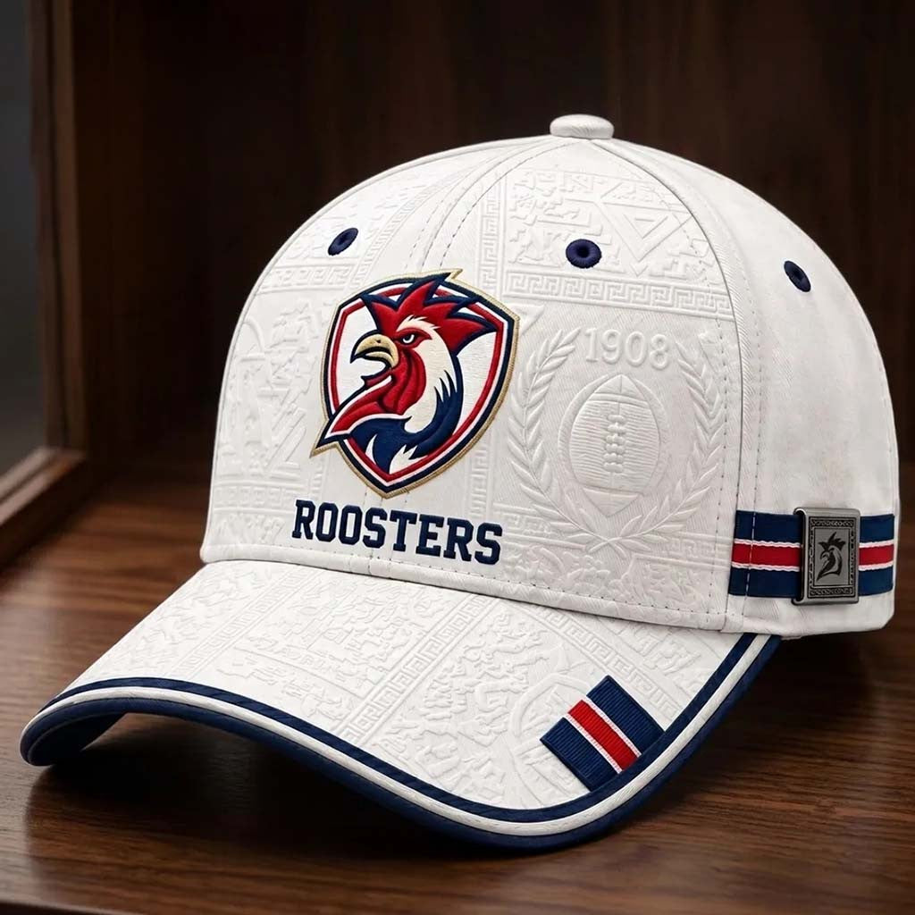 Sydney Roosters Logo White Hat Sydney Roosters Merch Present For Rugby Lovers - Merchluma