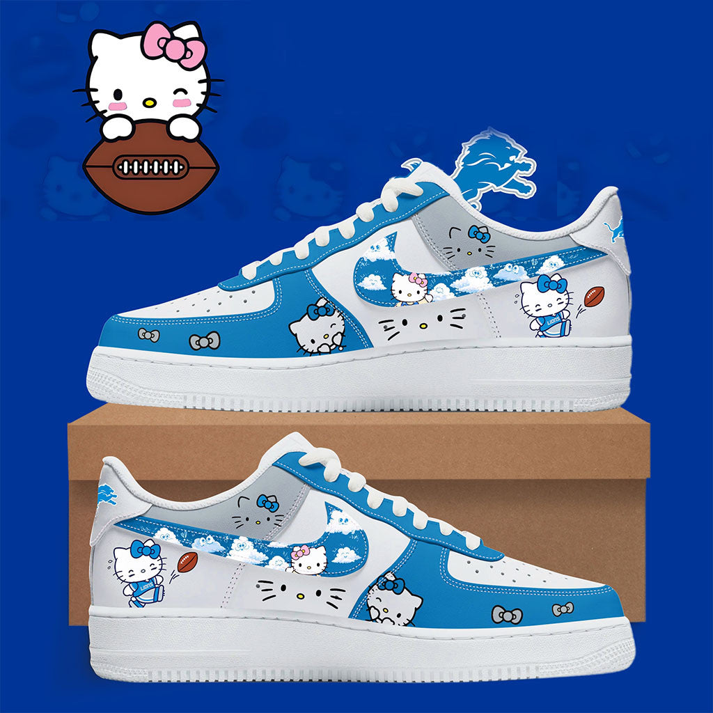 Detroit Lions X Hello Kitty Sneakers 2026 Detroit Lions Merch Cute Gift For Game Day - Merchluma