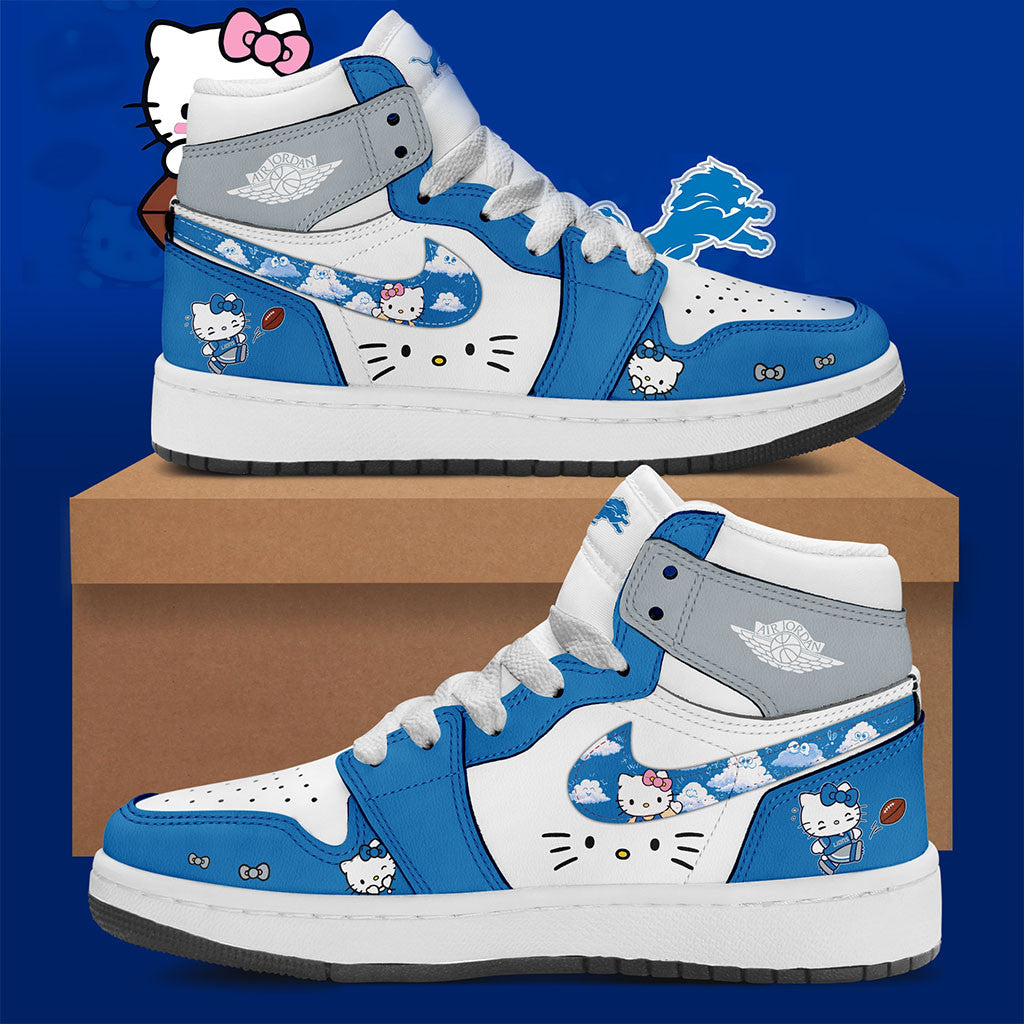Detroit Lions X Hello Kitty Shoes Sneakers Detroit Lions Merch Cute Gift For Football Fans - Merchluma