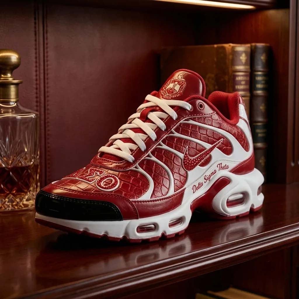 Delta Sigma Theta Crocodile Red Sneakers DST Merch Birthday Gift Ideas For Friends - Merchluma