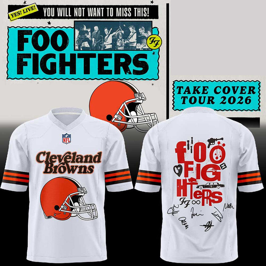 Cleveland Browns X Foo Fighters Take Cover Tour 2026 Football Jersey Foo Fighters Merch Gifts - Merchluma