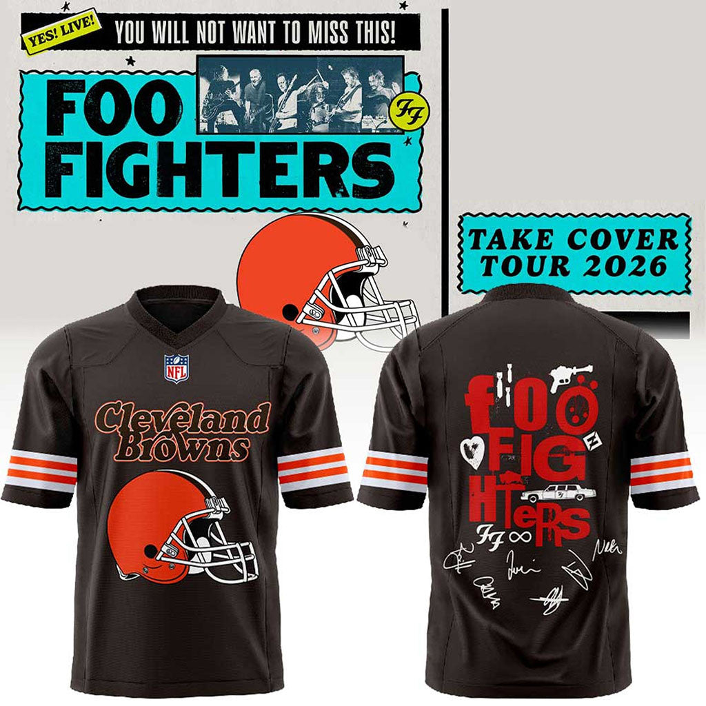 Cleveland Browns X Foo Fighters Take Cover Tour 2026 Football Jersey Foo Fighters Merch - Merchluma