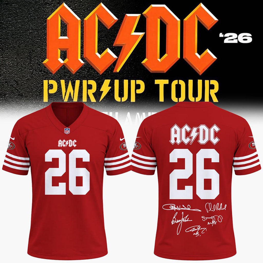San Francisco 49ers X ACDC Merch Power Up Tour 2026 Football Jersey Gift Ideas For Fans - Merchluma