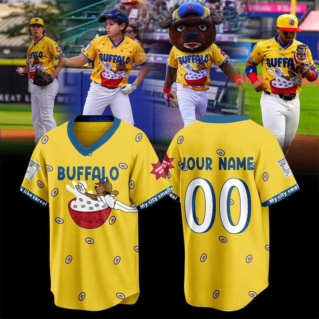 Personalized Buffalo Bisons Cereal Sub Blank Baseball Jersey Buffalo Bisons Merch Fan Gifts - Merchluma