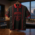 Rush 2112 Starman Black Red Polo Shirt RUSH Band Merch Music Related Gifts For Guys - Merchluma
