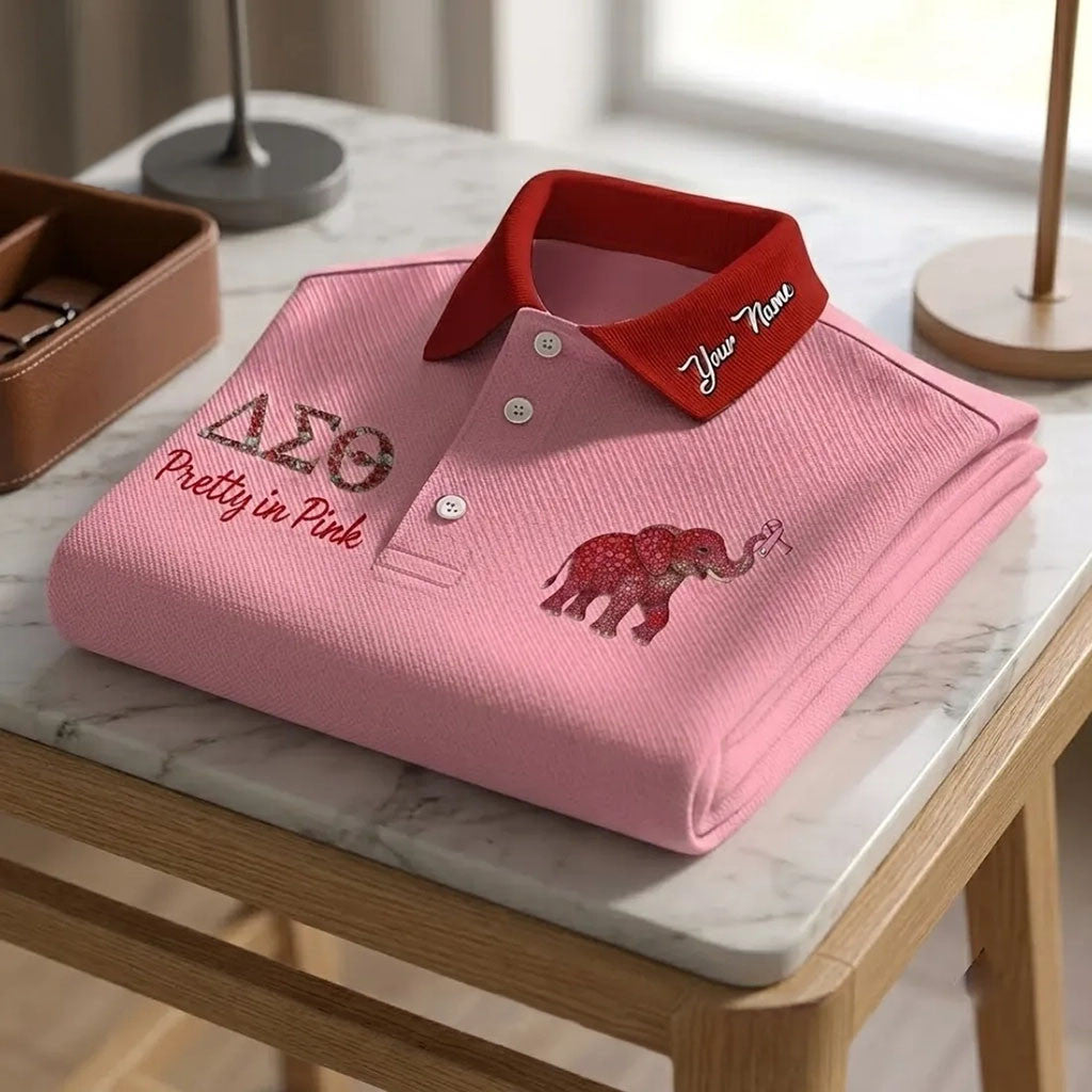 Personalized Delta Sigma Theta Pretty In Pink Polo Shirt Birthday Gift For Her - Merchluma