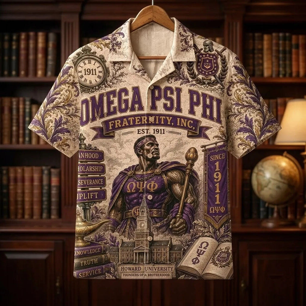 Omega Psi Phi Howard University Hawaiian Shirt OPP Fraternity Merch Gift For Fathers - Merchluma