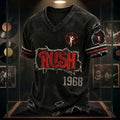 RUSH Rock Band Distressed V-Neck T-Shirt RUSH Merch Music Lover Gift Ideas For Him - Merchluma