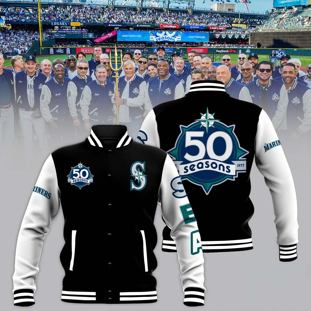Seattle Mariners 50 Seasons Baseball Jacket Seattle Mariners Merch Gifts For Baseball Fans - Merchluma