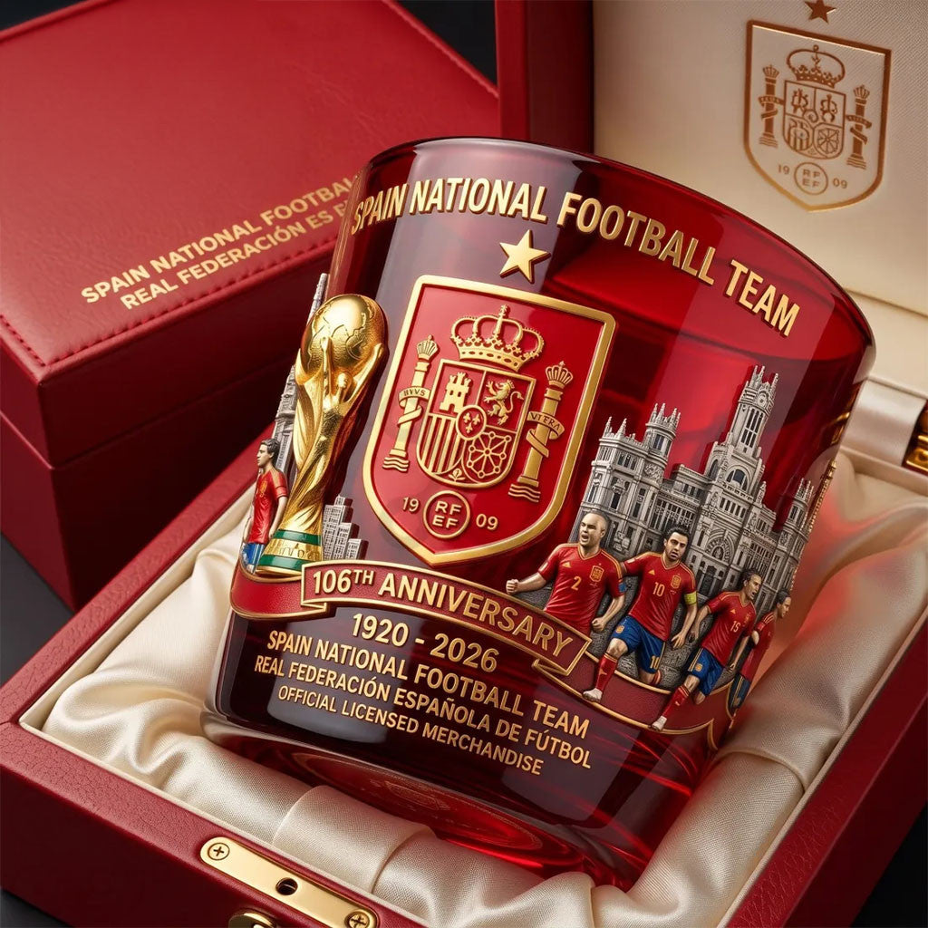 Spain National Football Team 106th Anniversary Glass Spain World Cup Merch Gift For Fans - Merchluma