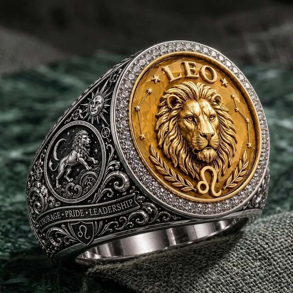 Leo Zodiac Gold And Silver Ring Courage Pride Leadership Ring Birthday Gift For Leo - Merchluma