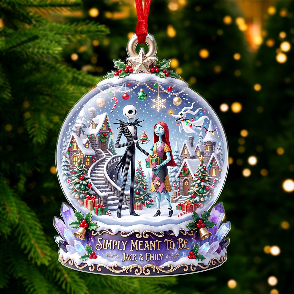 Custom Jack Skellington and Sally The Nightmare Before Christmas Acrylic Ornament Spooky In Love - Merchluma