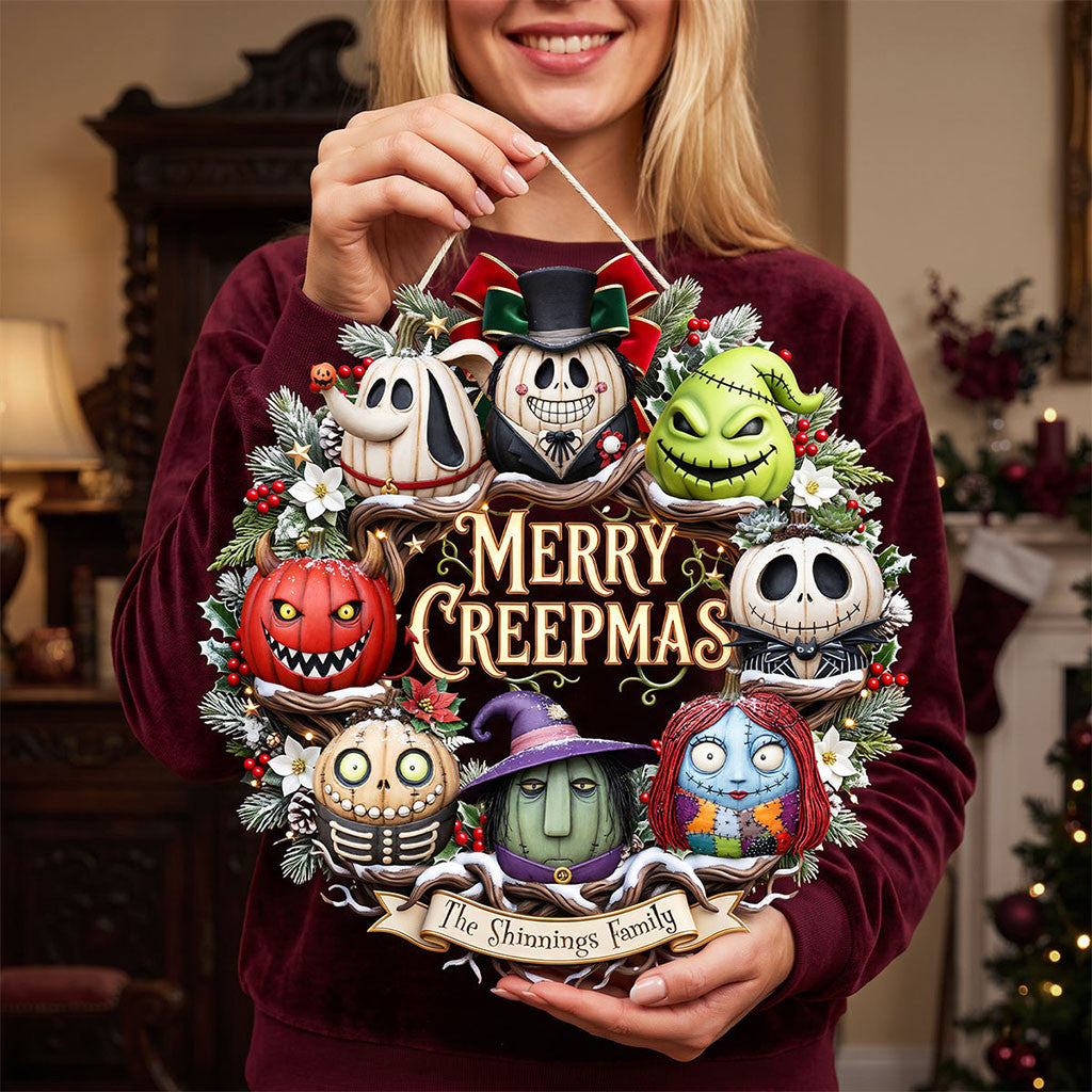 Personalized Horror Character Merry Creepmas Wreath Acrylic Sign Christmas Gifts Ideas - Merchluma