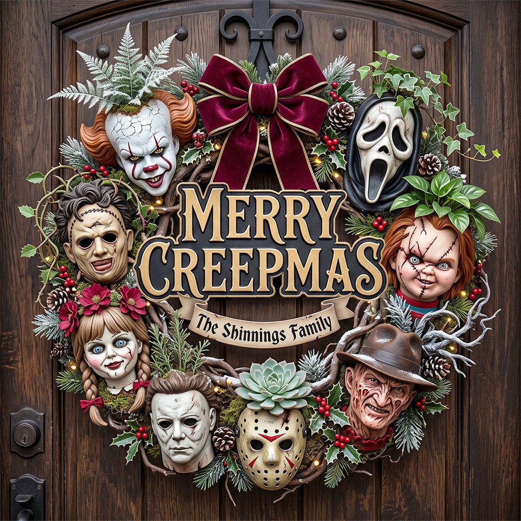 Personalized Horror Movie Characters Merry Christmas Acrylic Sign Horror Lovers Xmas Decor - Merchluma