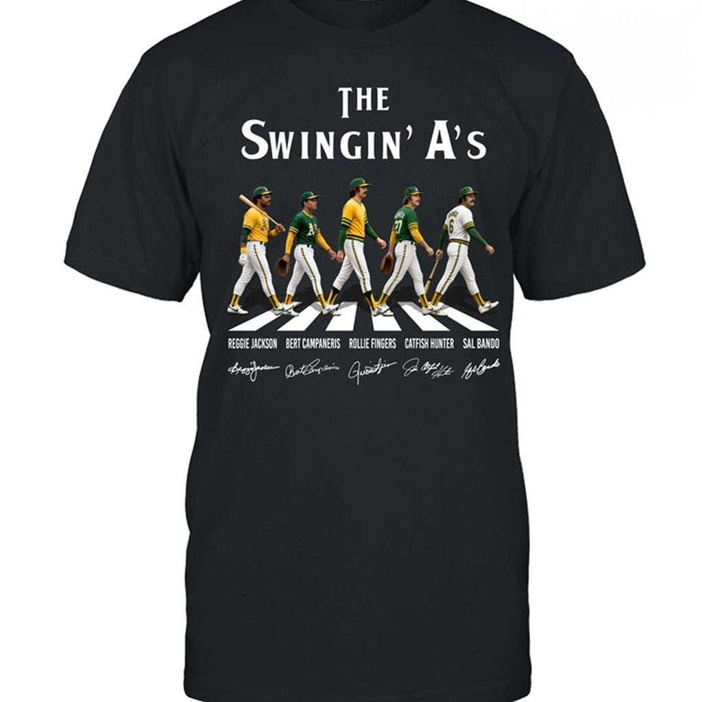 Oakland Athletics Swingin A's Abbey Road T-Shirt Oakland Baseball Legends Merch Fan Gifts - Merchluma