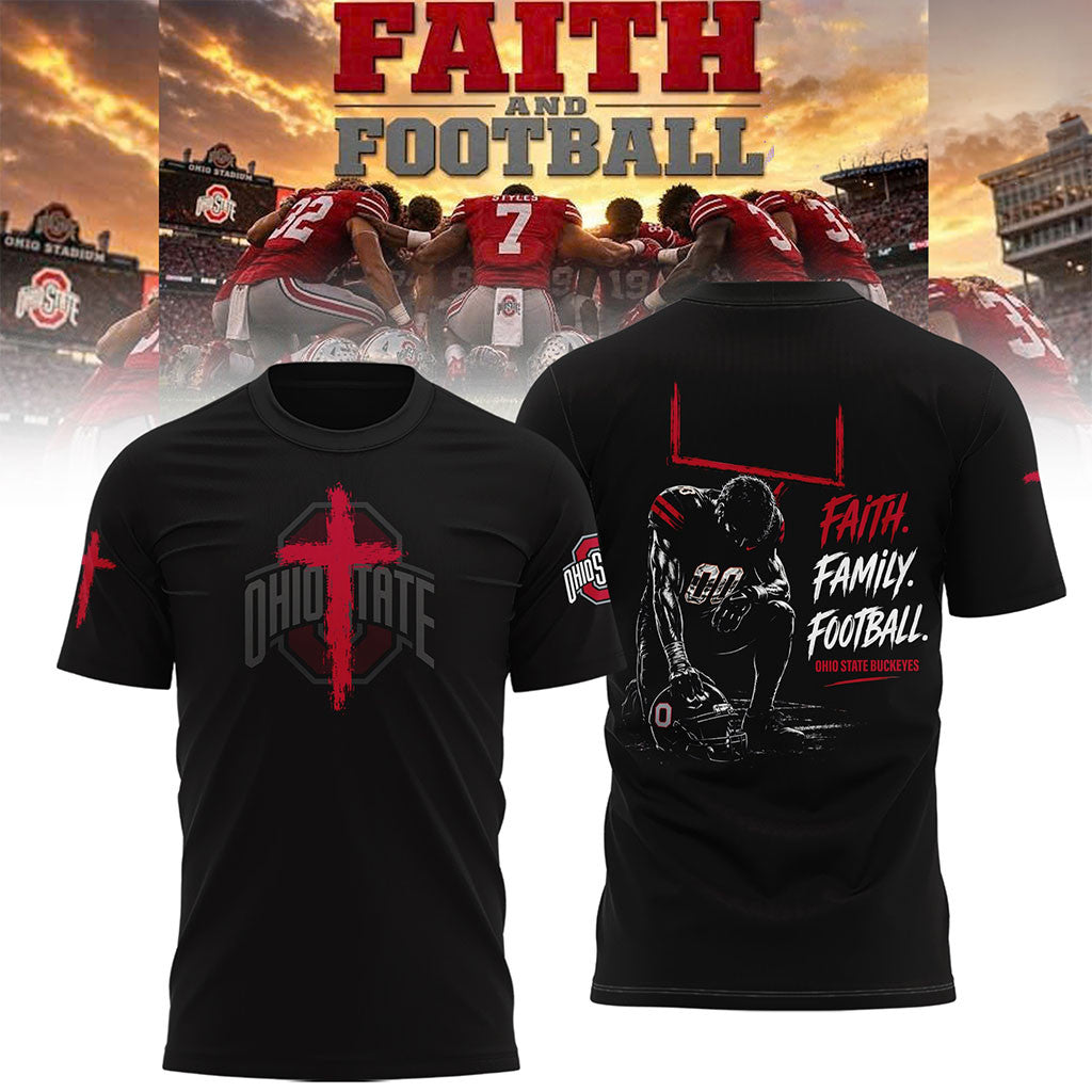 Ohio State Buckeyes Faith Family Football 2026 Shirt Buckeyes Merch Present For Football Fans - Merchluma