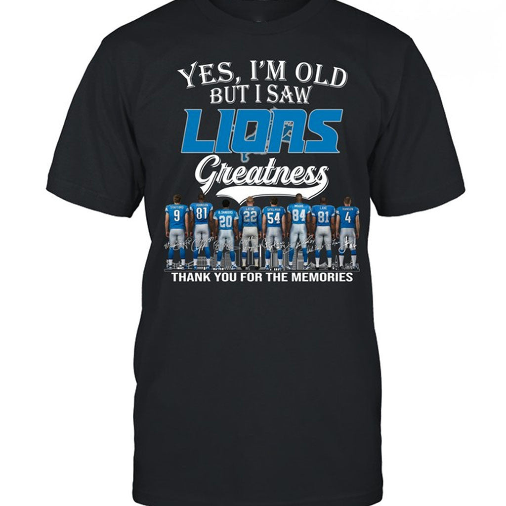 Yes I'm Old But I Saw Detroit Lions Greatness T-Shirt Legends Signed Detroit Lions Merch - Merchluma