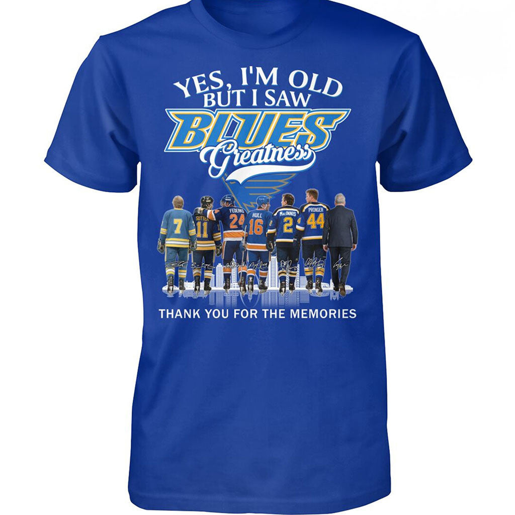 St Louis Blues Yes I'm Old But I Saw Blues Greatness T-Shirt Thank You For The Memories Tee - Merchluma