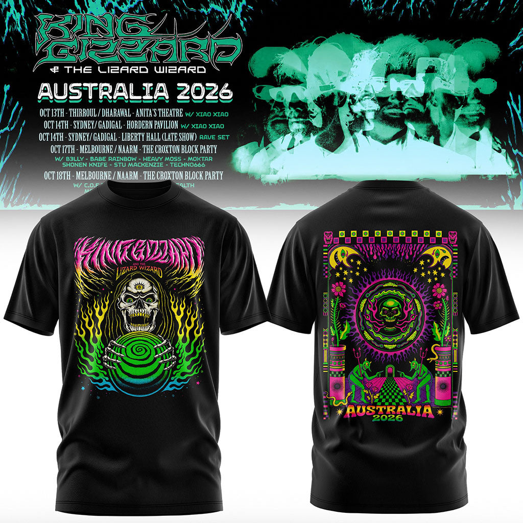 King Gizzard And The Lizard Wizard Merch Australia Tour 2026 T-Shirt Gift Ideas For Rock Lovers - Merchluma