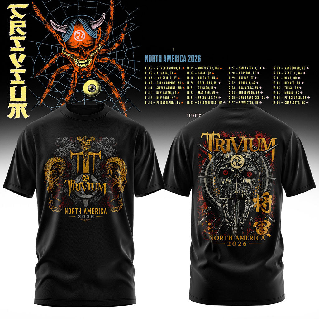 Trivium North America Tour 2026 T-Shirt Black Trivium Merch Present For Music Enthusiasts - Merchluma