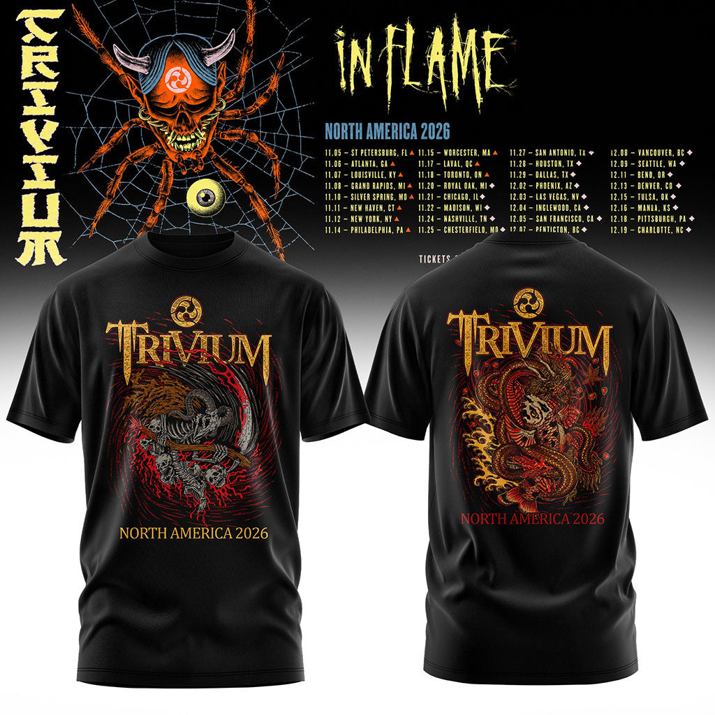Trivium North America Tour 2026 T-Shirt Trivium Merch Gift Ideas For Music Lovers - Merchluma