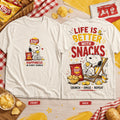 Snoopy Snack Time Happiness In Every Crunch T-Shirt Snoopy Merch Gifts For Brothers - Merchluma