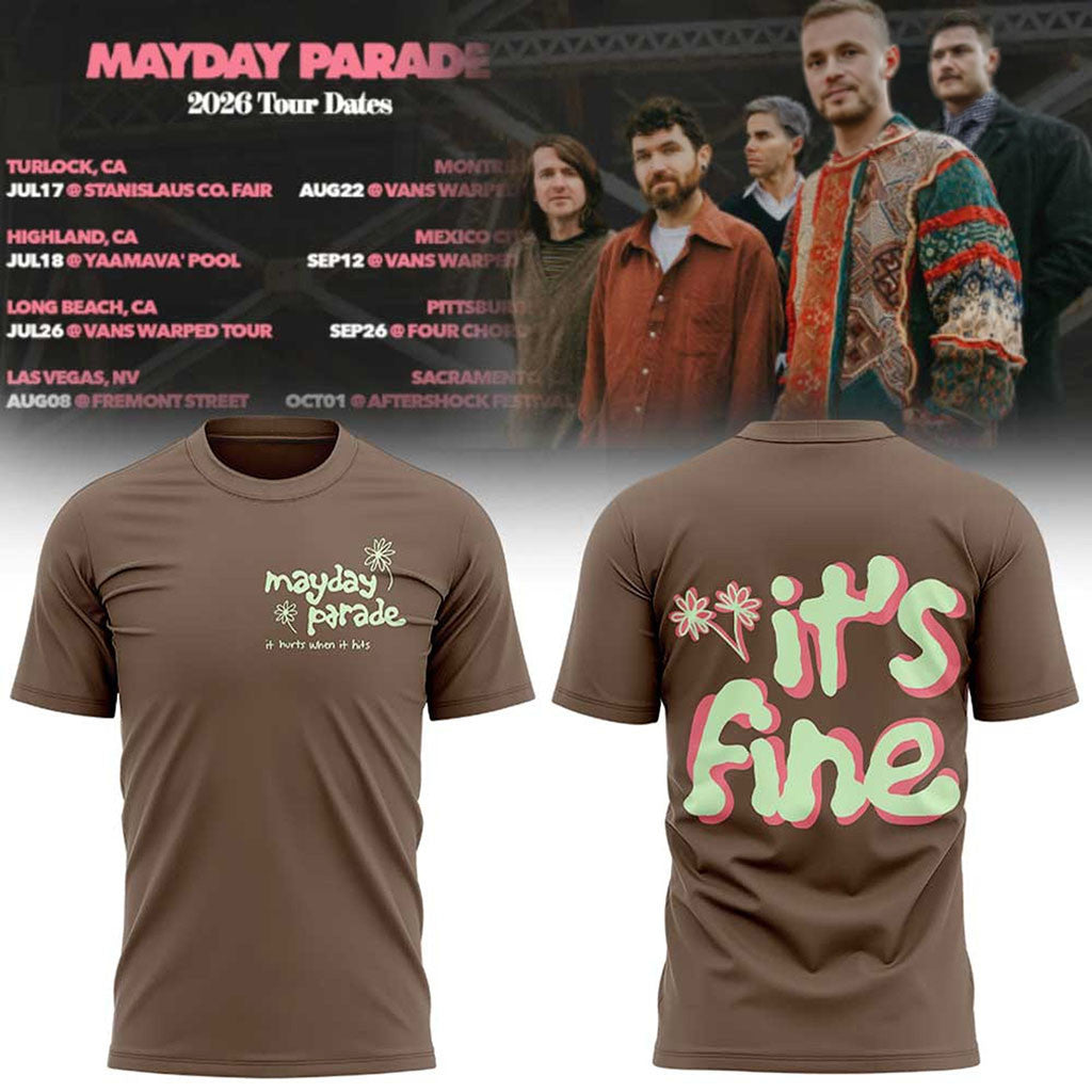 Mayday Parade 2026 Tour Dates Graphic T-Shirt It's Fine Shirt Mayday Parade Merch Fan Gifts - Merchluma