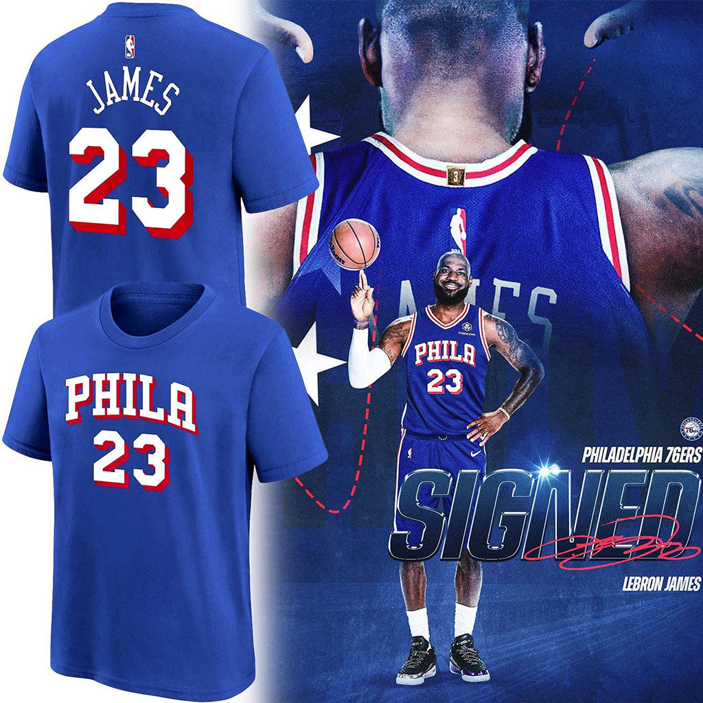 Philadelphia 76ers Lebron James #23 T-Shirt 76ers Merch Gift Ideas For Basketball Lovers - Merchluma