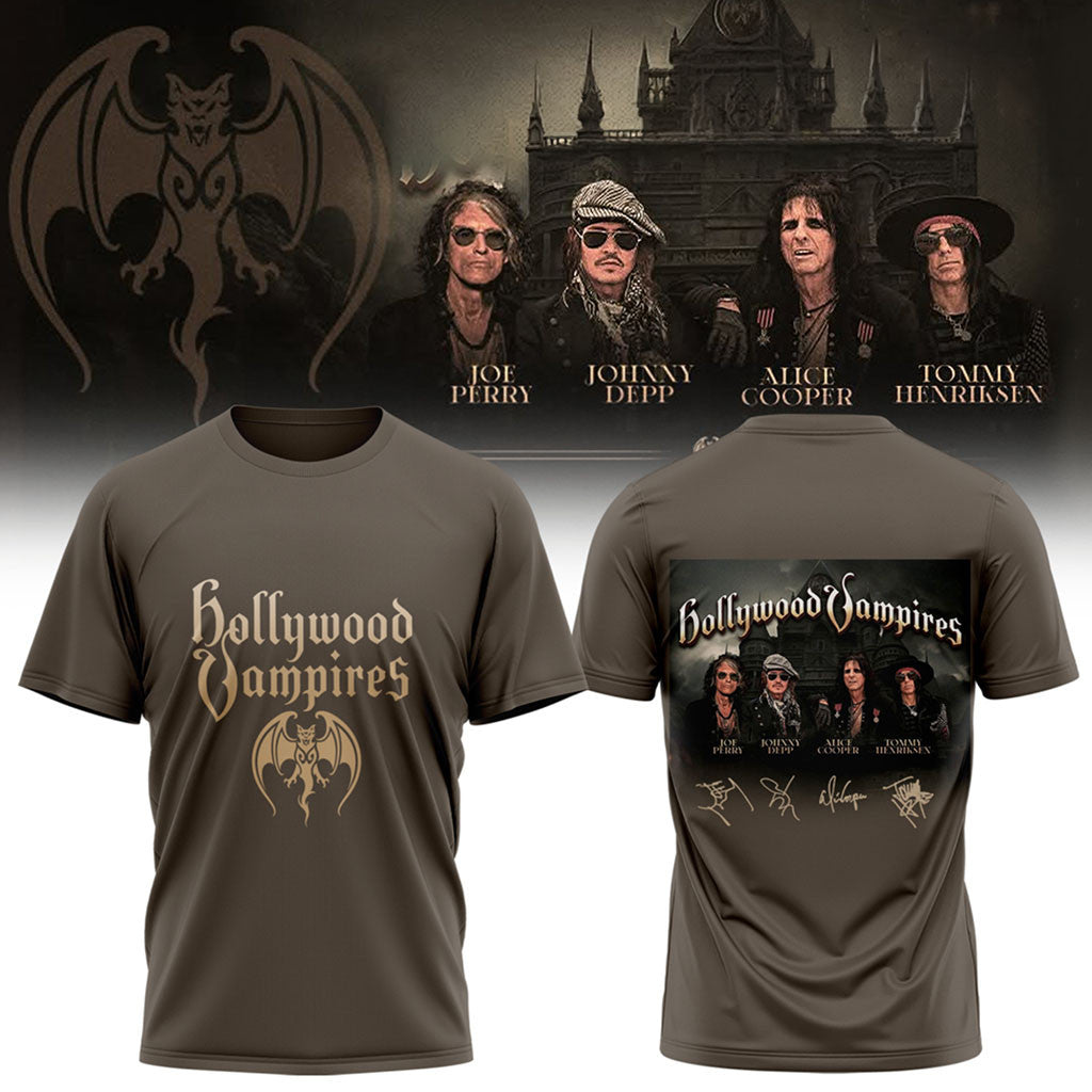 Hollywood Vampires World Tour 2026 Signed T-Shirt Hollywood Vampires Merch Music Fan Gifts - Merchluma