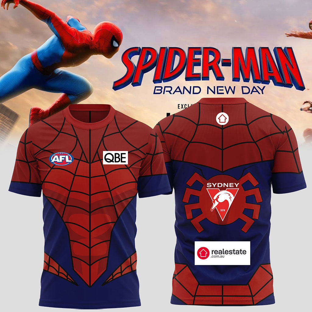 Sydney Swans X Spider-Man Brand New Day 2026 T-Shirt Sydney Swans Merch Gift For Brothers - Merchluma