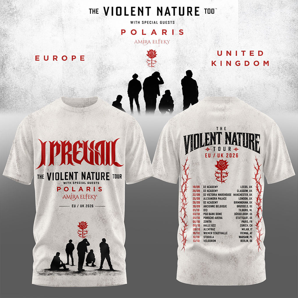 I Prevail The Violent Nature Tour 2026 T-Shirt I Prevail Merch Gift For Rock Band Fans - Merchluma