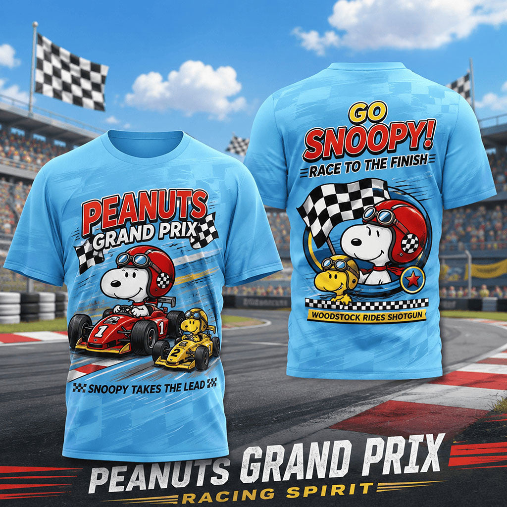 Snoopy And Woodstock Grand Prix Racing Spirit 2026 T-Shirt Gifts For Your Boyfriend - Merchluma