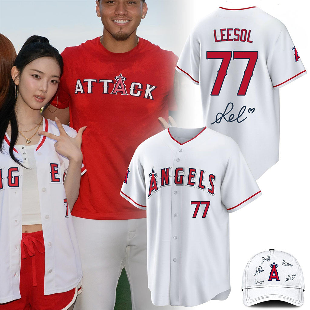 Los Angeles Angels KiiiKiii #77 Leesol Signed Baseball Jersey 2026 KiiiKiii Tour Merch Fan Gift - Merchluma