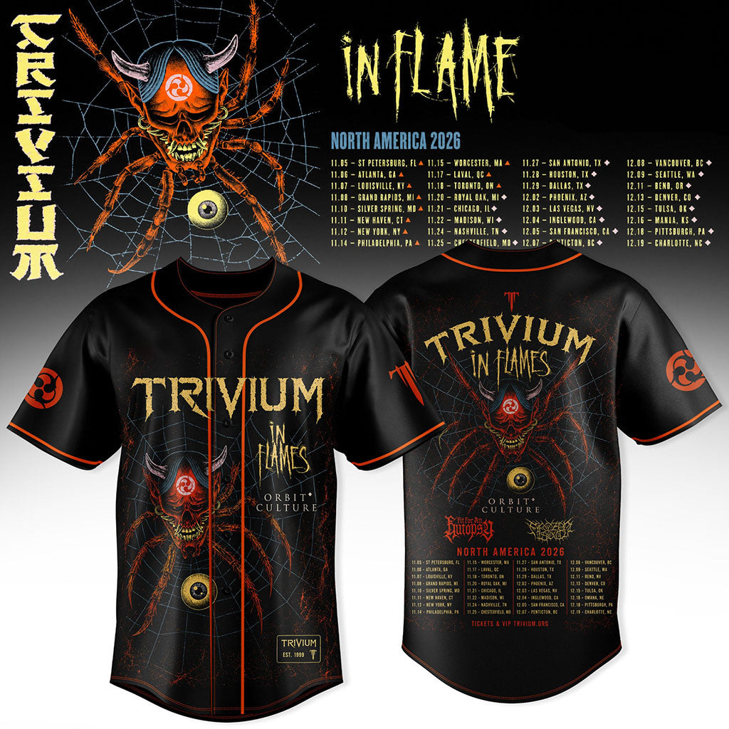Trivium North America Tour 2026 Baseball Jersey Trivium In Flames Merch Gift For Music Fans - Merchluma