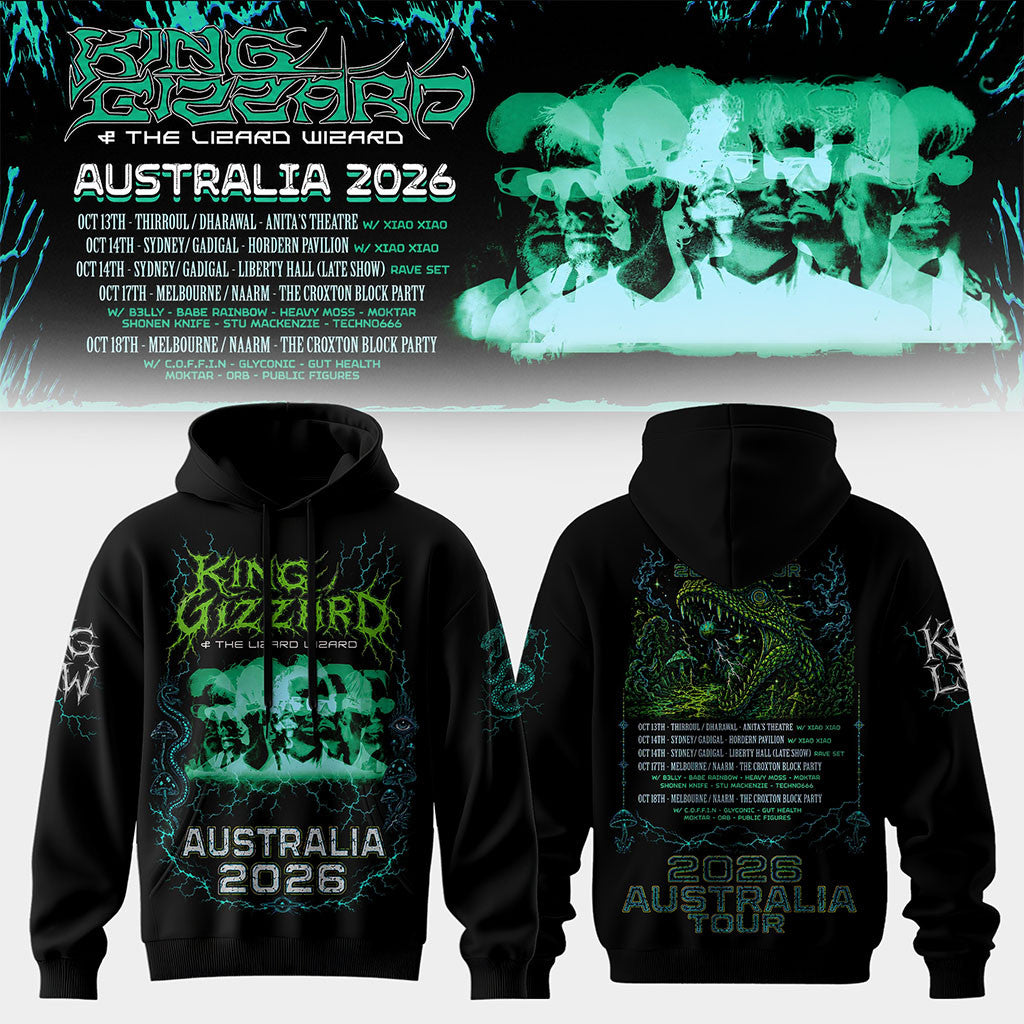 King Gizzard And The Lizard Wizard Merch Australia Tour 2026 Hoodie Rock Band Fan Clothing Gift - Merchluma