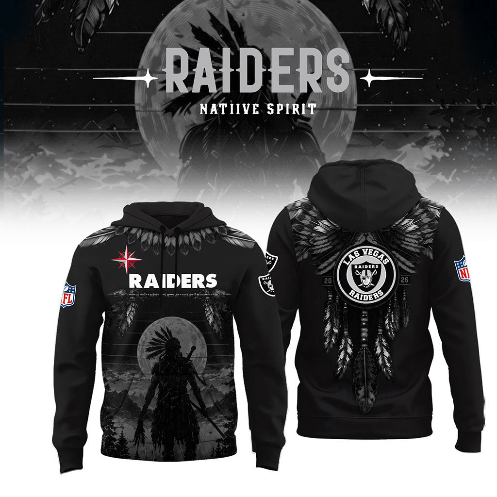 Las Vegas Raiders Native Spirit Heritage Hoodie 2026 LV Raiders Merch Gift For Football Fans - Merchluma