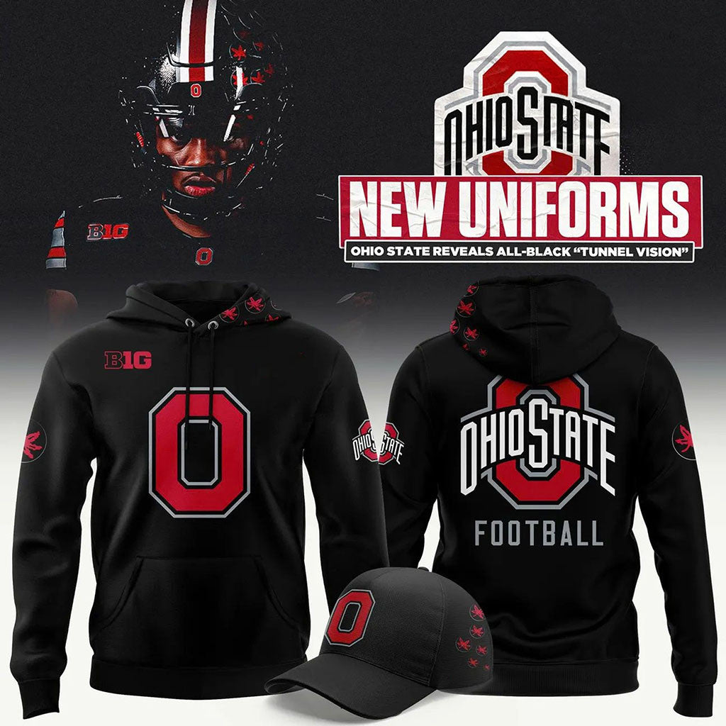 Ohio State Buckeyes All Black Tunnel Vision Hoodie 2026 Ohio State Football Merch Game Day Gift - Merchluma