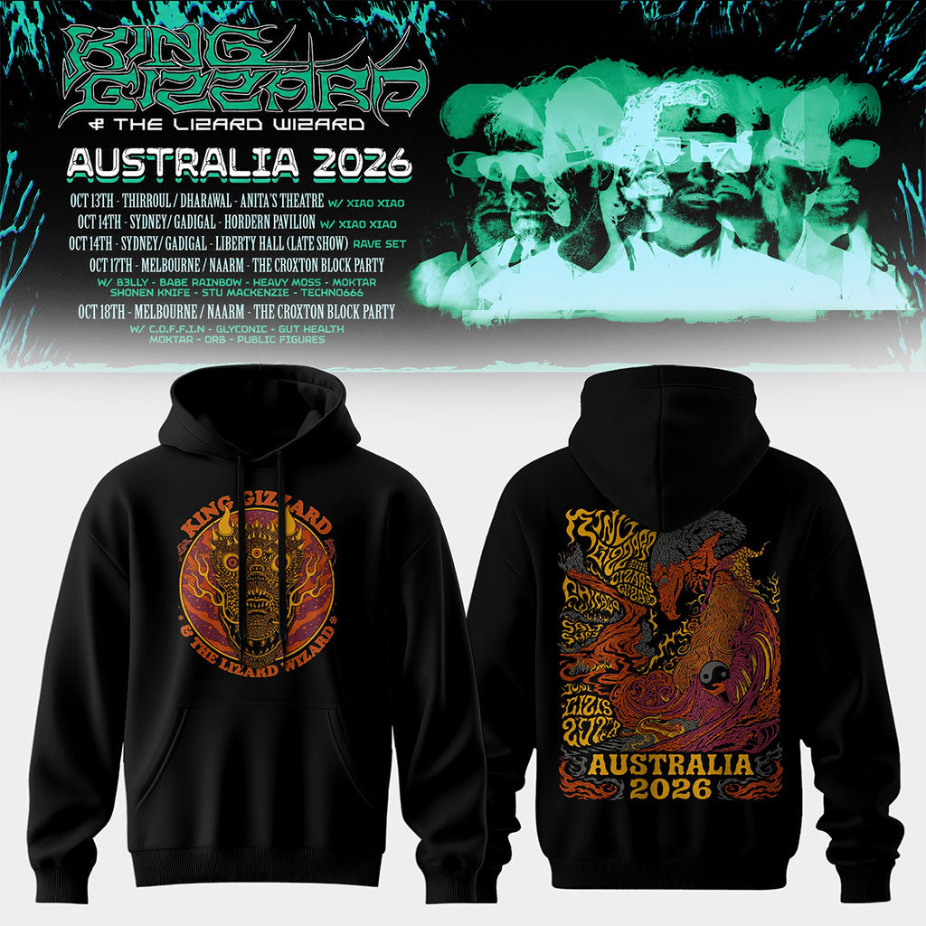 King Gizzard And The Lizard Wizard Merch Australia Tour 2026 Hoodie Gift For Rock Band Fans - Merchluma