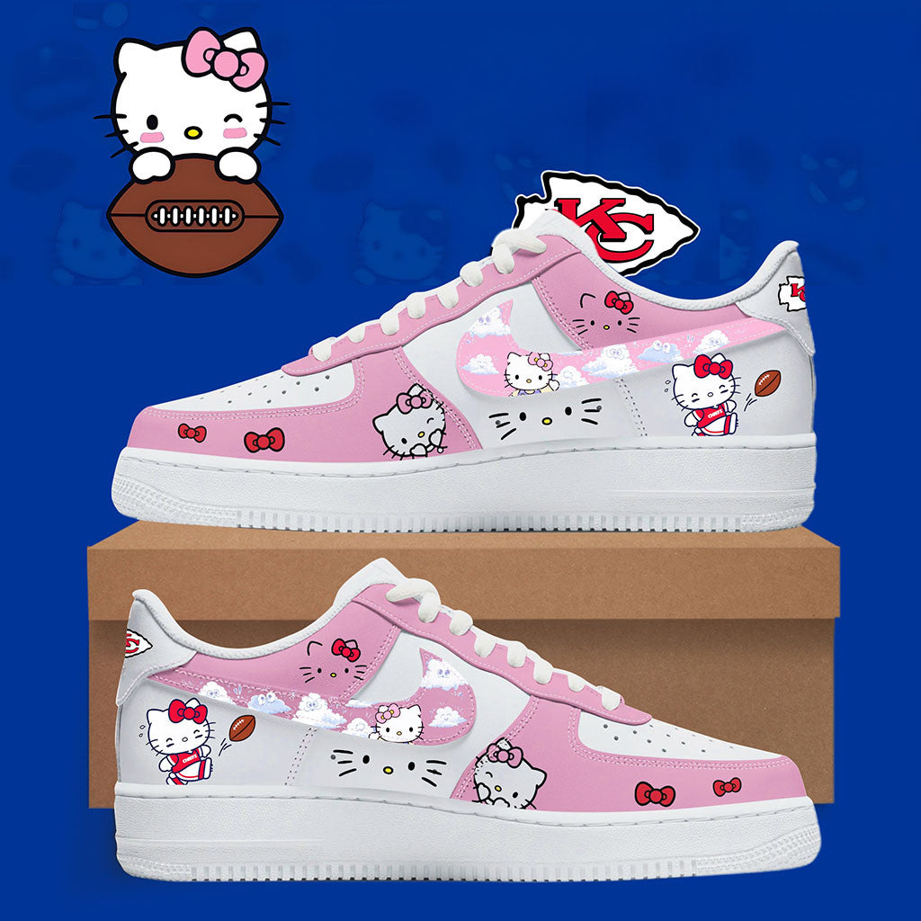 Kansas City Chiefs X Hello Kitty Sneakers 2026 Football Fan Shoes KC Chiefs Merch Cute Gifts - Merchluma