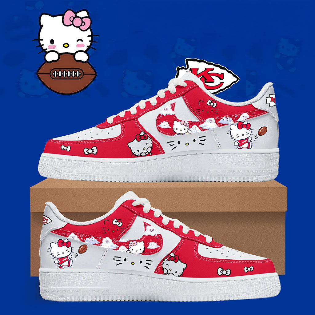 Kansas City Chiefs X Hello Kitty Sneakers 2026 Football Fan Shoes KC Chiefs Merch Kawaii Gift - Merchluma