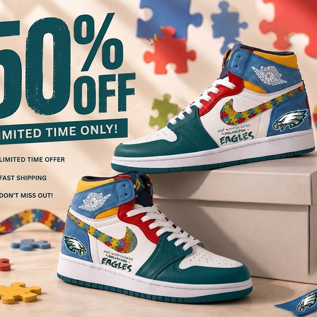 Philadelphia Eagles Autism Awareness Shoes Sneakers Philly Eagles Merch Present For Fans - Merchluma