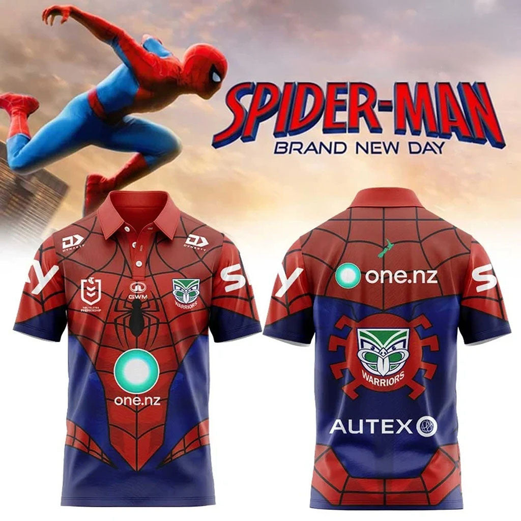 New Zealand Warriors X Spider-Man Brand New Day Polo Shirt 2026 NZ Warriors Merch Fan Gifts - Merchluma