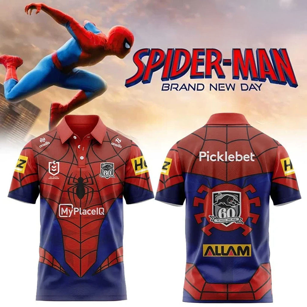 Penrith Panthers X Spider-Man Brand New Day 2026 Polo Shirt Penrith Panthers Merch Fan Gifts - Merchluma