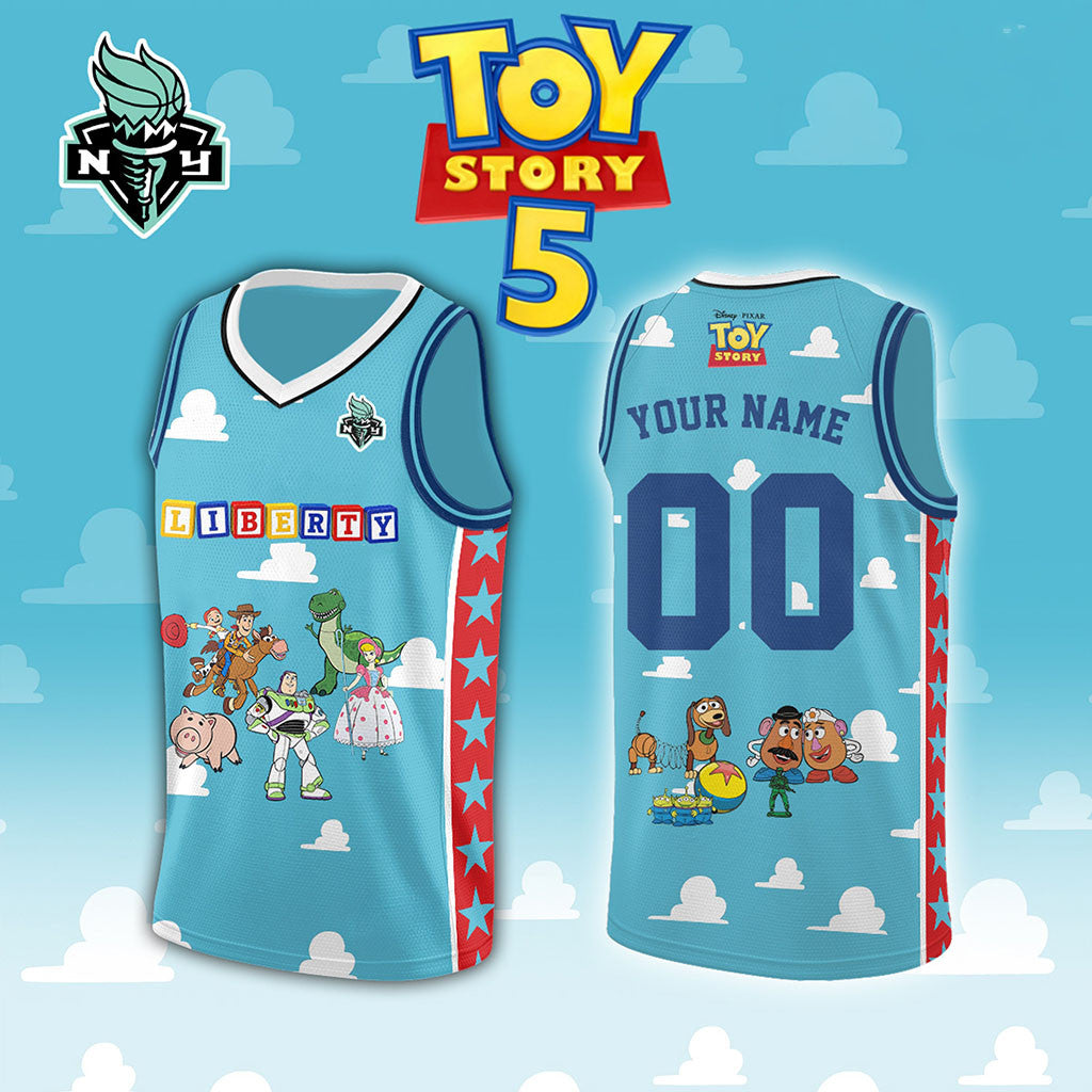 Personalized New York Liberty X Toy Story 5 Basketball Jersey NY Liberty Merch Gift For Fans - Merchluma