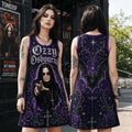 Ozzy Osbourne Purple Bat Print Women Tank Dress Ozzy Osbourne Merch Gift For Mom - Merchluma