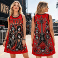 KISS Dressed To Kill Red Sleeveless Dress KISS Band Merch Best Gift For Rock Lovers - Merchluma
