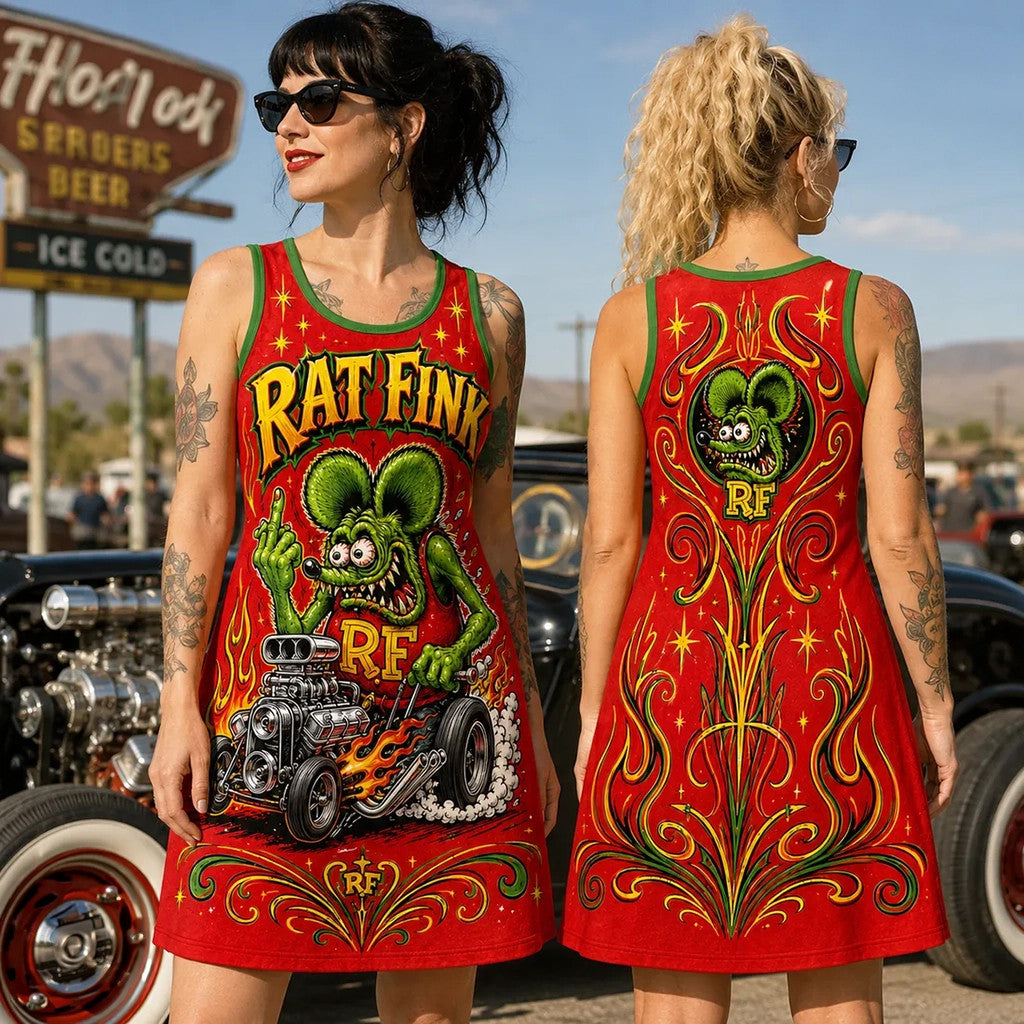 Rat Fink Red Hot Rod Illustrated Women Dress Birthday Ideas For Sisters - Merchluma